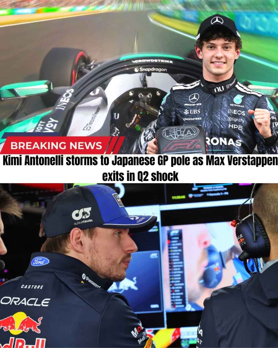 The Japanese GP grid is completely turned upside down! 😱 While Mercedes prodigy Kimi Antonelli absolutely destroyed the field to steal pole, a massive disaster struck Red Bull!